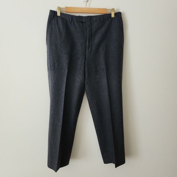 Canali Other - Canali Mens Wool Flannel Tapered Dress Pants Heather Grey Trousers Size 34/26.5